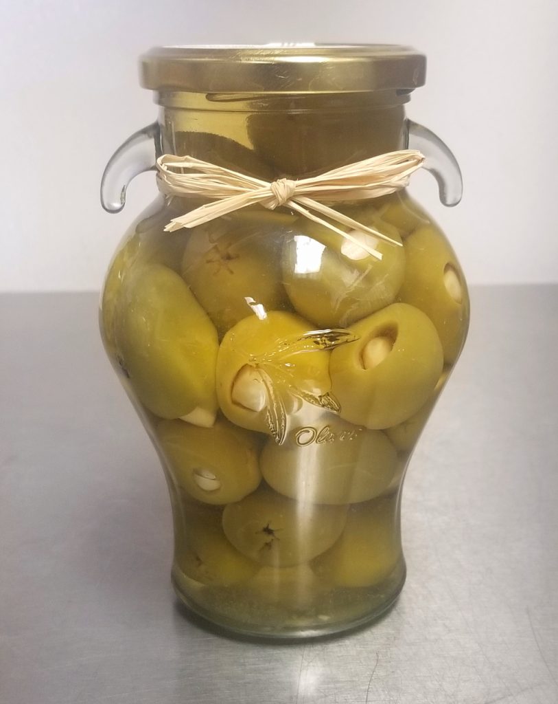 Whole Gordal Olives stuffed with Sweet Pickled Garlic The Olive Oil